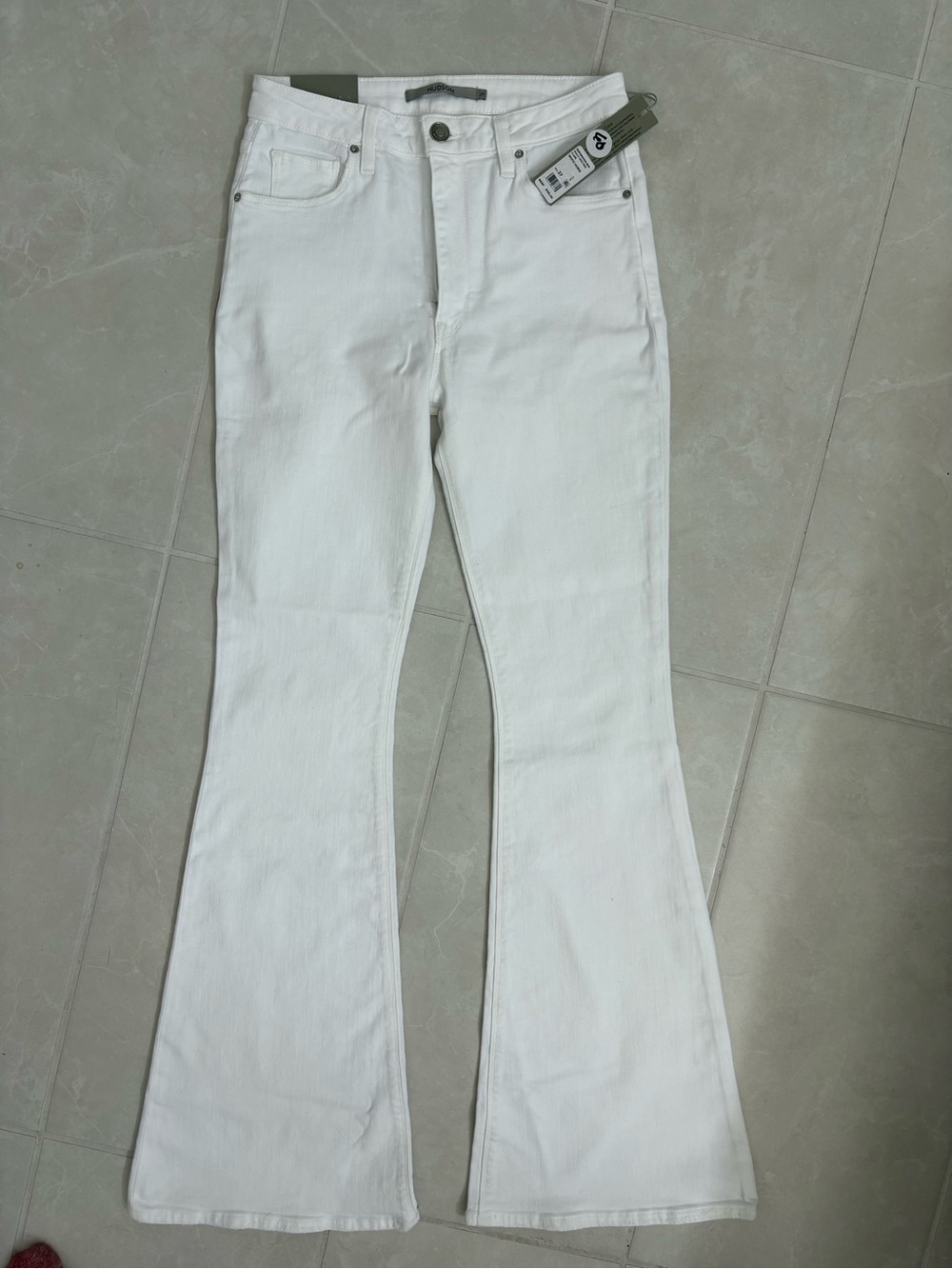Hudson Jeans White High-Rise Flare Jeans